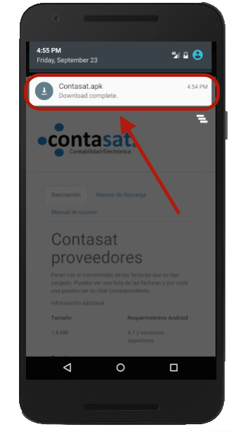 instalación de app - contasat