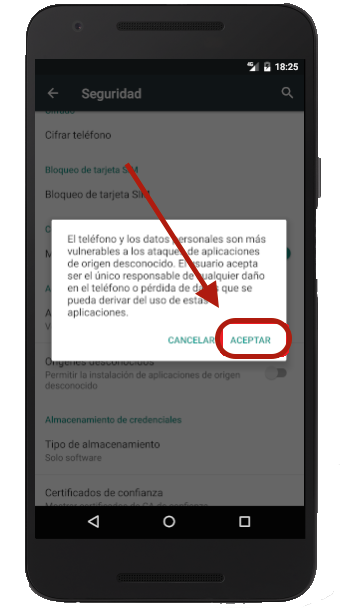 aceptar fuentes desconocidas - android