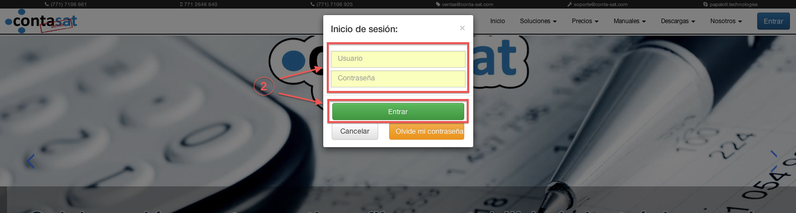 usuario y contraseña - contasat