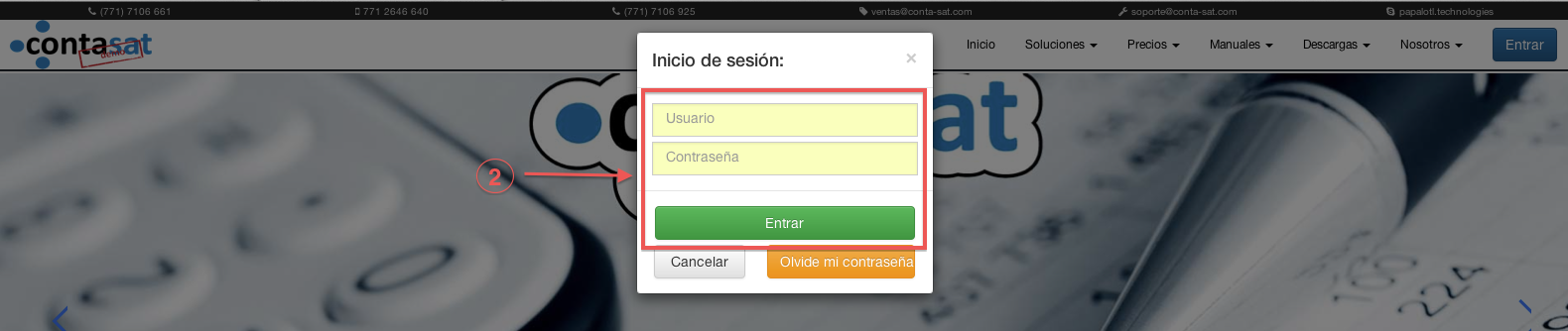 usuario y contraseña - contasat