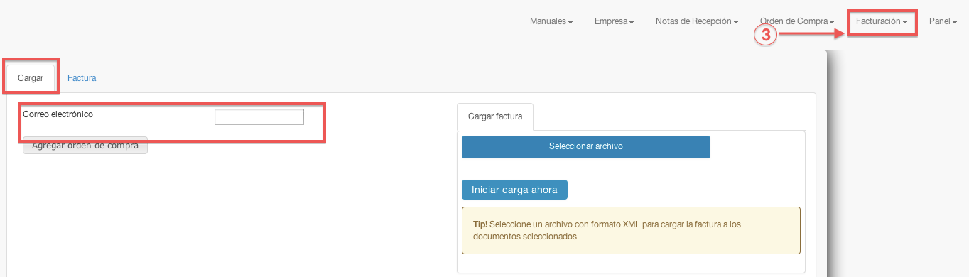email notificaciones en carga de factura proveedor  - contasat